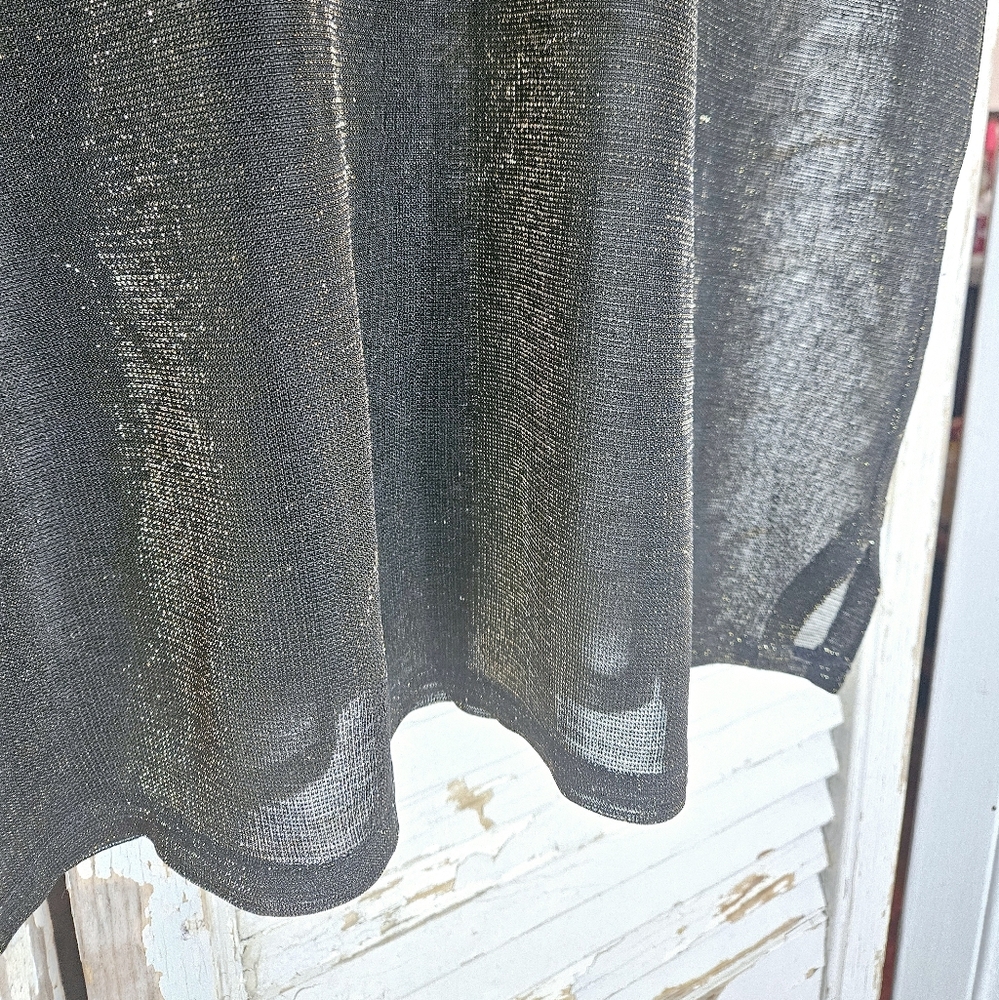 Vintage 90s Sheer Black Tank Top With Gold Sparkle Medium - Picture 2 of 9